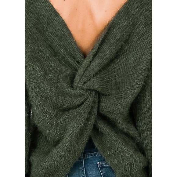 Olive mohair twist back sweater - Picture 5 of 5